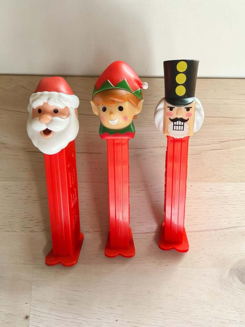Set of 3 Vintage Christmas PEZ Dispensers Santa Elf and Nutcracker